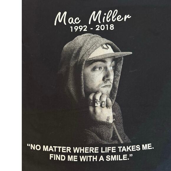 Mac Miller Memorial T-Shirt Black Unisex Medium Rap Quote Tribute Hip Y2K Drip - Picture 4 of 7